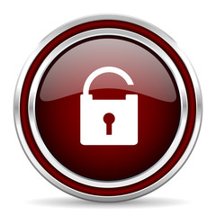 padlock red glossy web icon