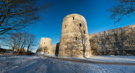 Old fortress since 14 century located in Izborsk, Pskov region, Russia
