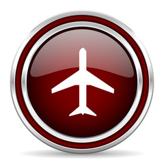 Fototapeta premium plane red glossy web icon
