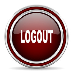 logout red glossy web icon