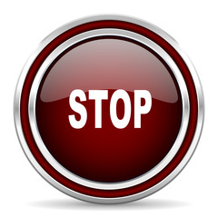 stop red glossy web icon