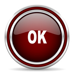 ok red glossy web icon