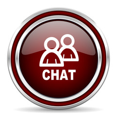 chat red glossy web icon