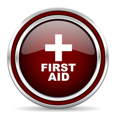 first aid red glossy web icon