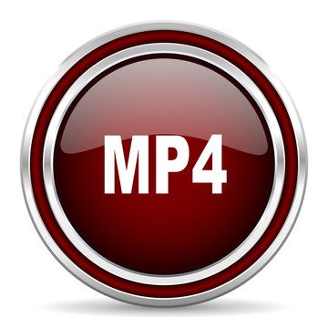 mp4 red glossy web icon