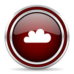cloud red glossy web icon