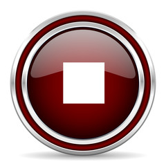 stop red glossy web icon