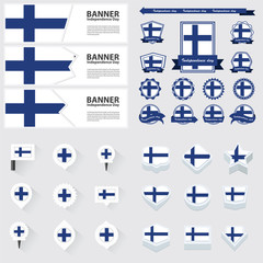 finland independence day, infographic, and label Set.