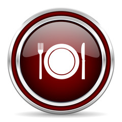 restaurant red glossy web icon