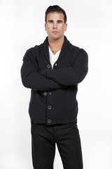 Fototapeta premium White Athletic Male in Sweater