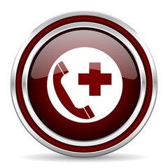 emergency call red glossy web icon