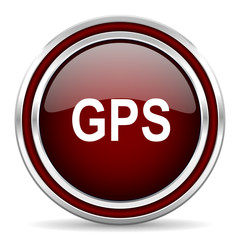 gps red glossy web icon
