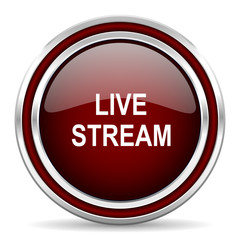 live stream red glossy web icon