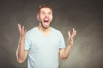 Yelling man in the air.