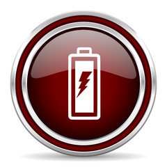 battery red glossy web icon