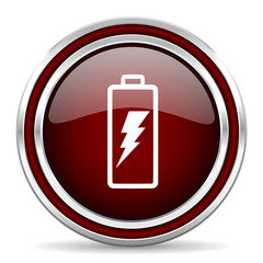 Obraz premium battery red glossy web icon