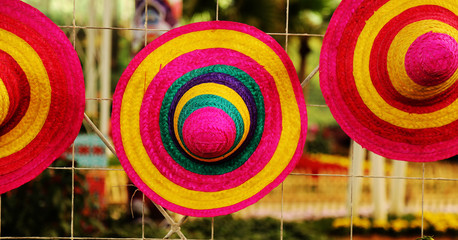 Colorful Straw Hat in the Outdoor