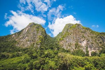 Naklejka premium Landscape of twin mountains, Laos