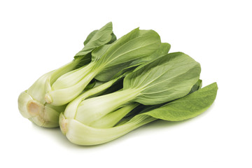 Obraz premium Fresh green leafy bok choy vegetable isolated in white.