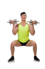 Muscular ripped bodybuilder with dumbbells