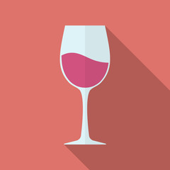Glass of wine vector icon. Flat style