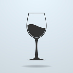 Glass of wine vector icon.