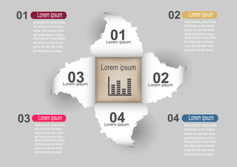 Infographic Templates of lacerated sheets with numbers