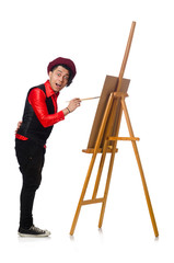 Funny artist isolated on white