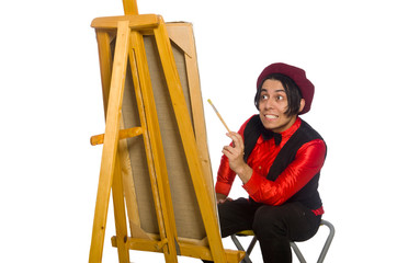 Funny artist isolated on white