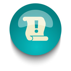 Important Information vector icon on blue green glossy glass but