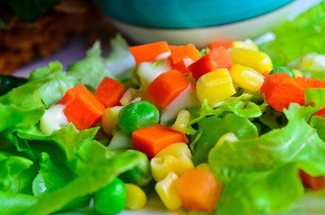  Fresh vegetable colorful salad in dish
