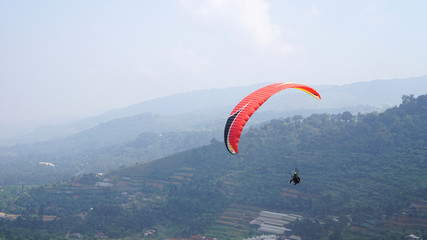 Paragliding on a mountain