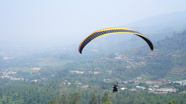 Paragliding on a mountain