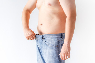 Naklejka premium Fat man on white background