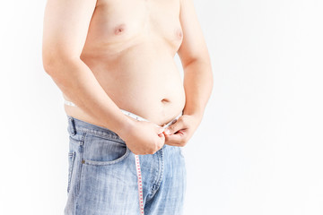 Naklejka premium Fat man on white background