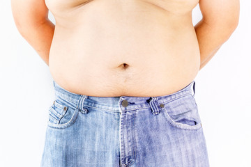 Naklejka premium Fat man on white background
