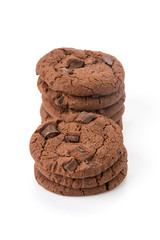 soft dark chocolate brownie cookies on white