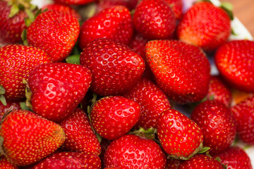 Strawberries arranged on the display