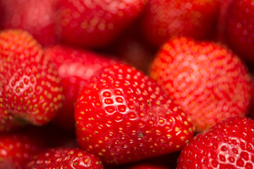 Strawberries arranged on the display