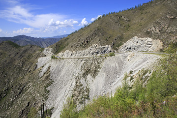 Beautiful view of Altai Mountains on the pass Chike Taman.