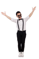 Young positive man isolated on white