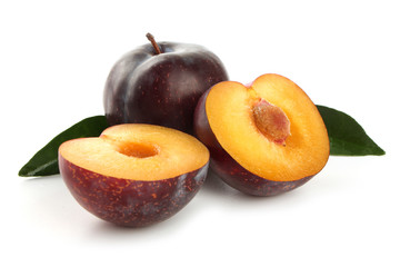 Fresh plums isolated on white