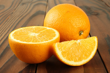 Orange on wooden table