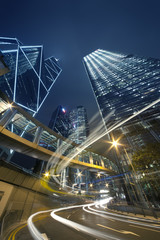 Obraz premium Night traffic in Hong Kong City