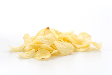 potato chips on white background