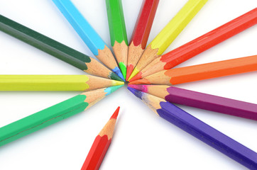 Naklejka premium color pencils isolated on a white background.