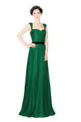 Woman in green ball dress...