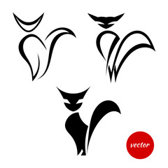 Naklejka premium Set of silhouettes of cats isolated on a white background. Vecto