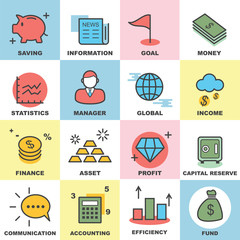 businee line icons set