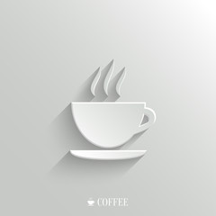 Coffee icon - vector white app button